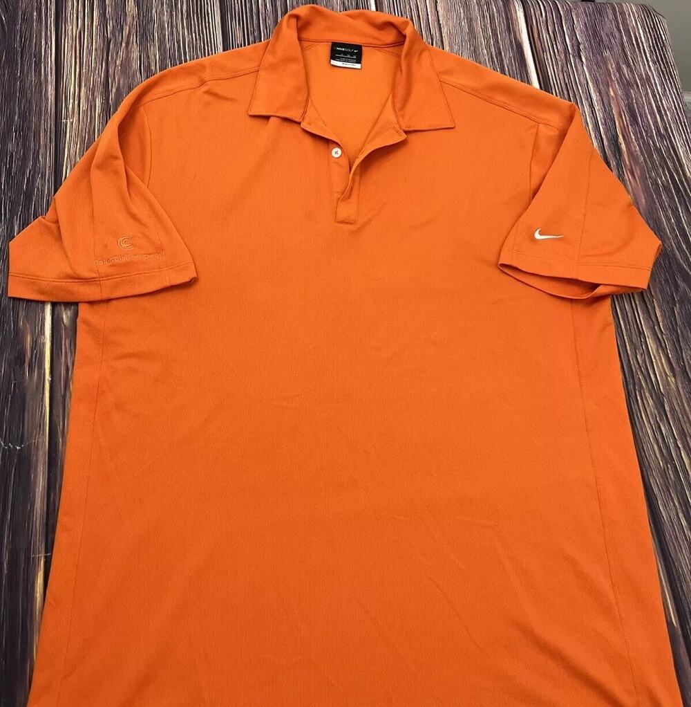 Nike Golf Dri-Fit Orange Polo Shirt Short Sleeve Mens Size XL *Read*